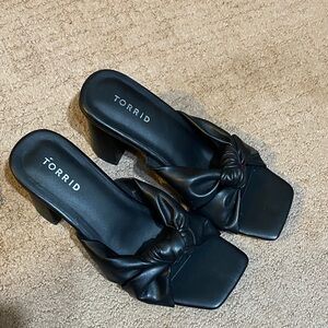 Torrid Black Size 8WW Mules with Bow Accent